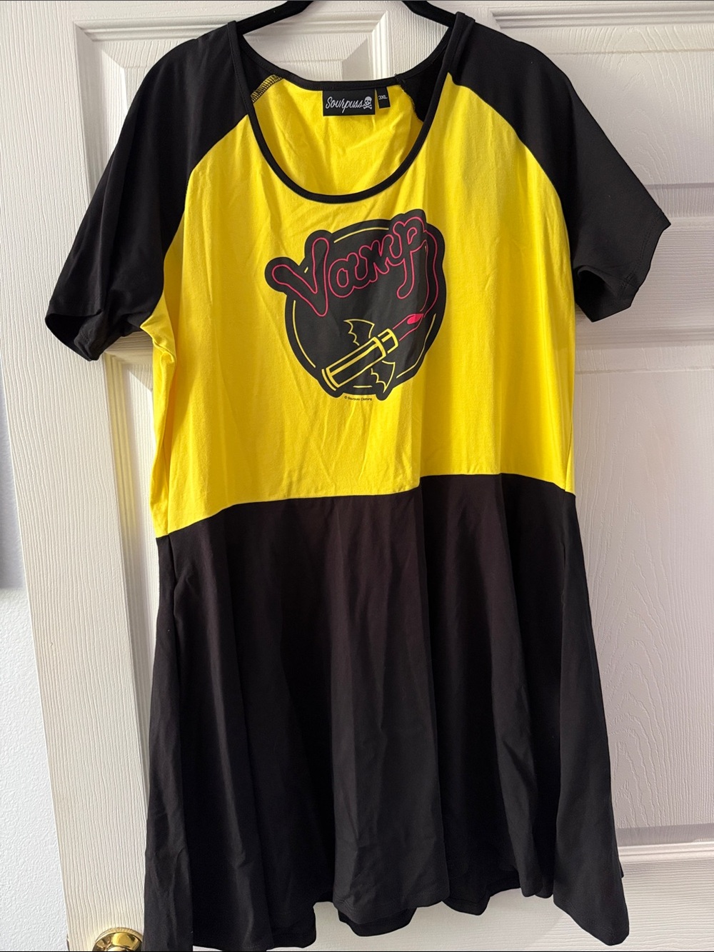 Sourpuss Yellow & Black 'Vamp' Colorblock Mini Dress